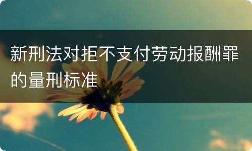 新刑法对拒不支付劳动报酬罪的量刑标准