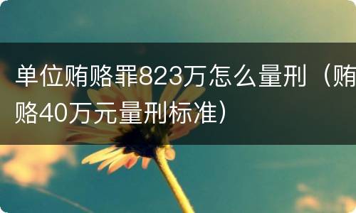 单位贿赂罪823万怎么量刑（贿赂40万元量刑标准）