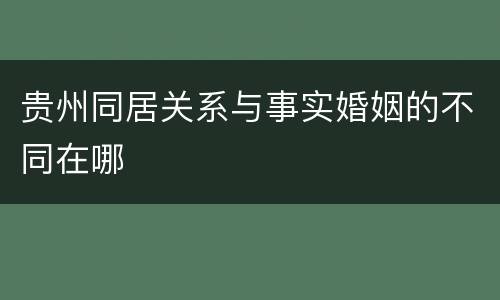 贵州同居关系与事实婚姻的不同在哪