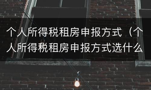 个人所得税租房申报方式（个人所得税租房申报方式选什么）