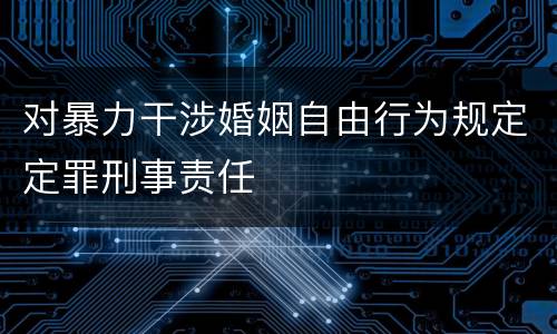 对暴力干涉婚姻自由行为规定定罪刑事责任