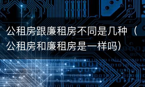 公租房跟廉租房不同是几种（公租房和廉租房是一样吗）