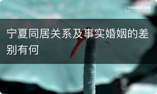 宁夏同居关系及事实婚姻的差别有何