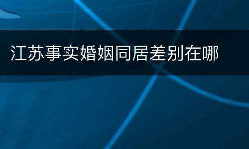 江苏事实婚姻同居差别在哪
