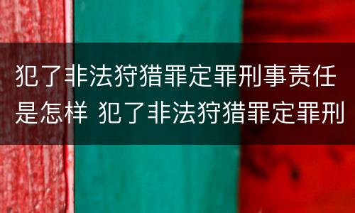 犯了非法狩猎罪定罪刑事责任是怎样 犯了非法狩猎罪定罪刑事责任是怎样划分的