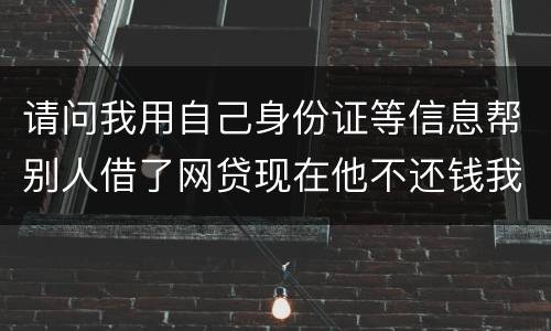 请问我用自己身份证等信息帮别人借了网贷现在他不还钱我该怎么做