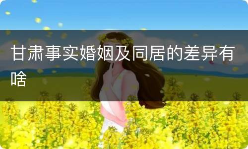 甘肃事实婚姻及同居的差异有啥