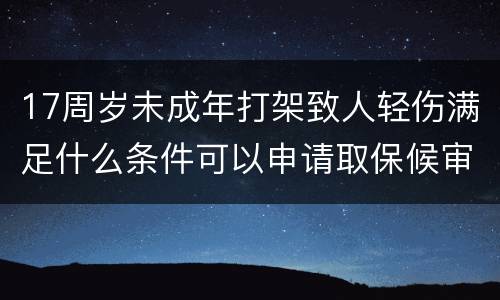 17周岁未成年打架致人轻伤满足什么条件可以申请取保候审的