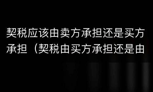 契税应该由卖方承担还是买方承担（契税由买方承担还是由卖方承担）