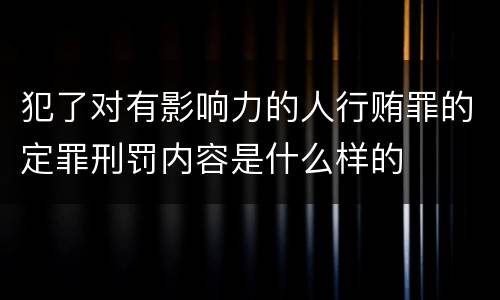 犯了对有影响力的人行贿罪的定罪刑罚内容是什么样的