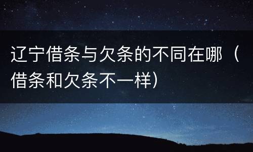 辽宁借条与欠条的不同在哪（借条和欠条不一样）