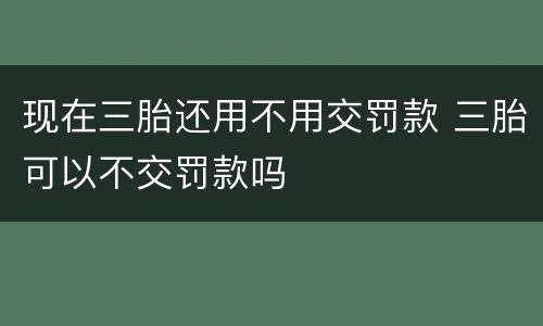 现在三胎还用不用交罚款 三胎可以不交罚款吗