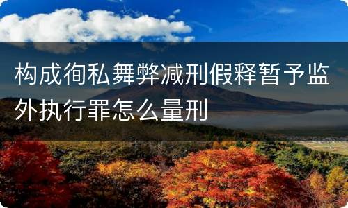 构成徇私舞弊减刑假释暂予监外执行罪怎么量刑