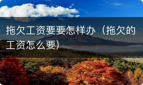 拖欠工资要要怎样办（拖欠的工资怎么要）