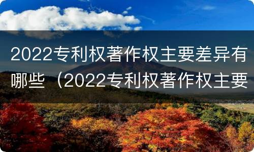 2022专利权著作权主要差异有哪些（2022专利权著作权主要差异有哪些呢）