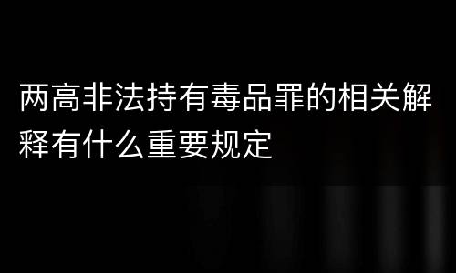 两高非法持有毒品罪的相关解释有什么重要规定