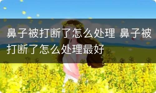 鼻子被打断了怎么处理 鼻子被打断了怎么处理最好