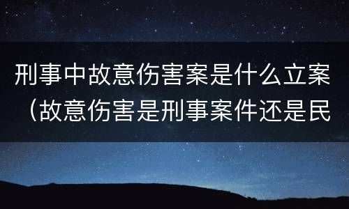 刑事中故意伤害案是什么立案（故意伤害是刑事案件还是民事案件）