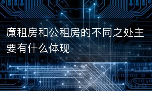 廉租房和公租房的不同之处主要有什么体现