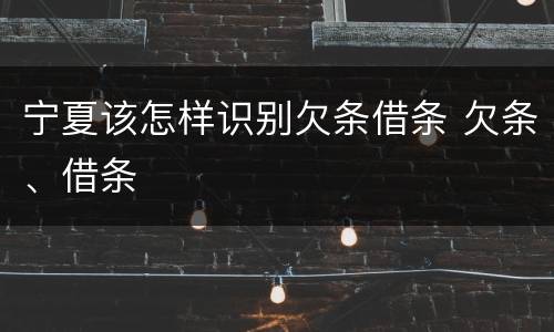 宁夏该怎样识别欠条借条 欠条、借条