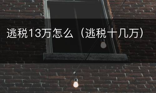 逃税13万怎么（逃税十几万）