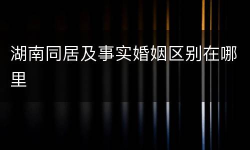 湖南同居及事实婚姻区别在哪里