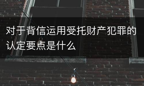对于背信运用受托财产犯罪的认定要点是什么