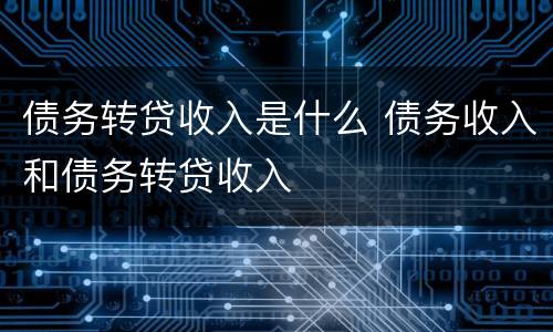 债务转贷收入是什么 债务收入和债务转贷收入