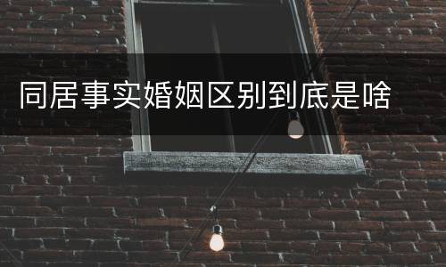 同居事实婚姻区别到底是啥