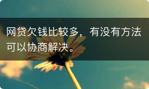 网贷欠钱比较多，有没有方法可以协商解决。