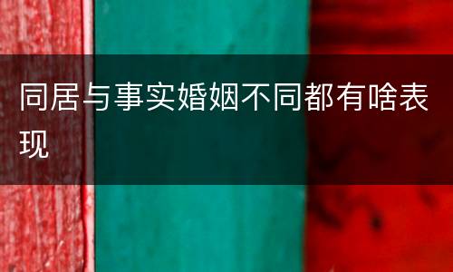 同居与事实婚姻不同都有啥表现