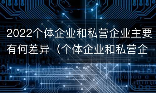 2022个体企业和私营企业主要有何差异（个体企业和私营企业有什么区别和联系）