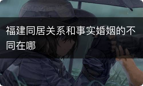 福建同居关系和事实婚姻的不同在哪