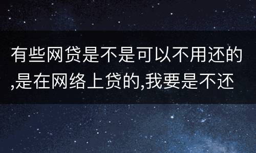 有些网贷是不是可以不用还的,是在网络上贷的,我要是不还,他们起诉我的可能性大不大