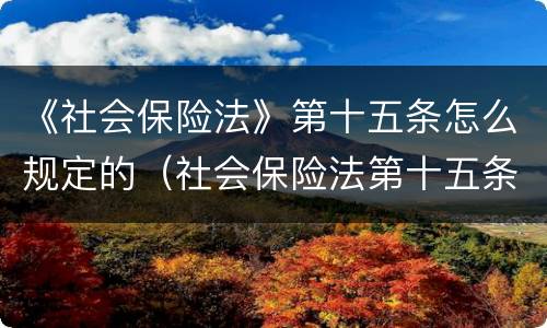 《社会保险法》第十五条怎么规定的（社会保险法第十五条解读）