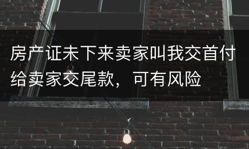 房产证未下来卖家叫我交首付给卖家交尾款，可有风险