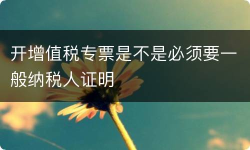 开增值税专票是不是必须要一般纳税人证明