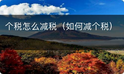 个税怎么减税（如何减个税）