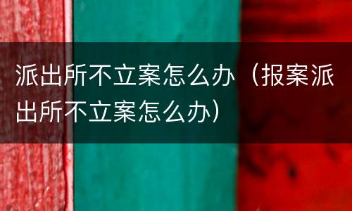 派出所不立案怎么办（报案派出所不立案怎么办）