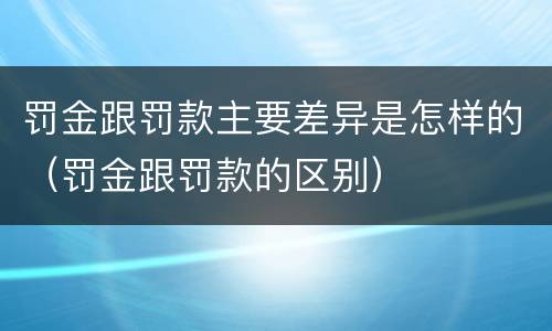 罚金跟罚款主要差异是怎样的（罚金跟罚款的区别）