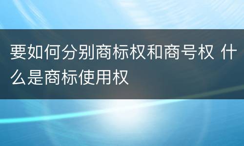 要如何分别商标权和商号权 什么是商标使用权