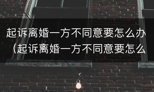 起诉离婚一方不同意要怎么办（起诉离婚一方不同意要怎么办呢）