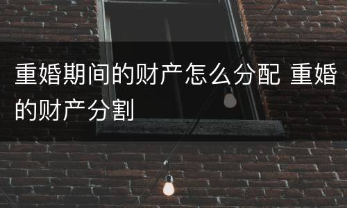 重婚期间的财产怎么分配 重婚的财产分割