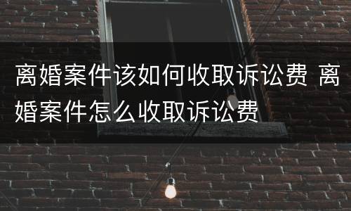 离婚案件该如何收取诉讼费 离婚案件怎么收取诉讼费