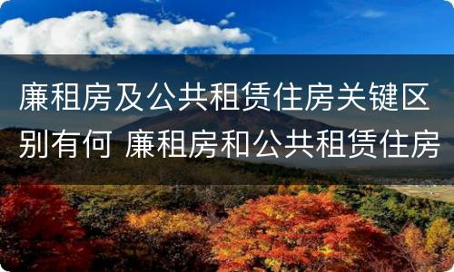 廉租房及公共租赁住房关键区别有何 廉租房和公共租赁住房