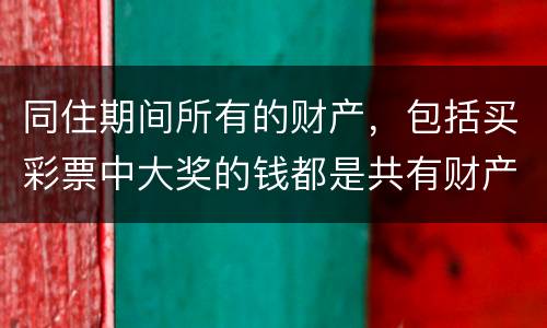 同住期间所有的财产，包括买彩票中大奖的钱都是共有财产吗