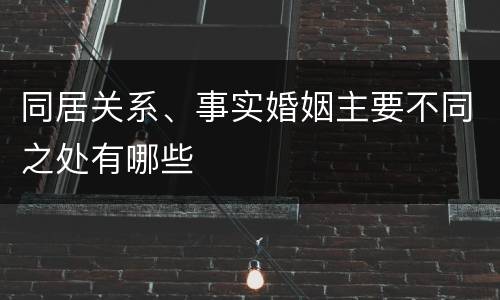 同居关系、事实婚姻主要不同之处有哪些