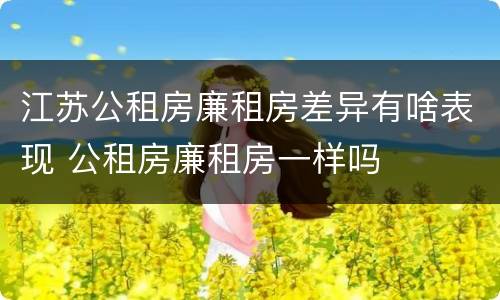 江苏公租房廉租房差异有啥表现 公租房廉租房一样吗