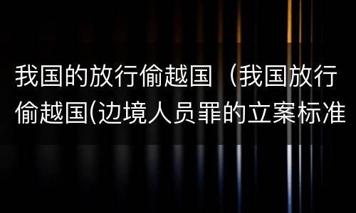 我国的放行偷越国（我国放行偷越国(边境人员罪的立案标准是怎么规定）