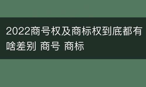 2022商号权及商标权到底都有啥差别 商号 商标